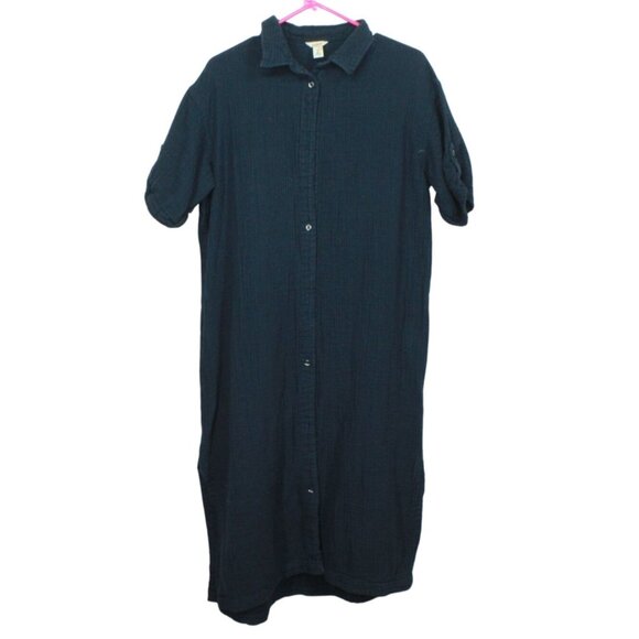 LL Bean Cloud Gauze Cover Up Midi Dress Black Size Medium - Picture 1 of 12